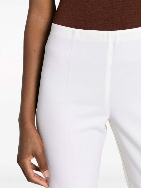 Pantaloni Cropped Svasati In Lana Stretch