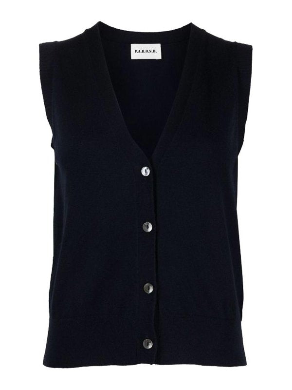 Gilet In Maglia Fine Con Scollo A V