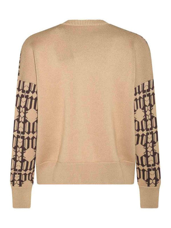 Maglione In Misto Lana Beige E Marrone