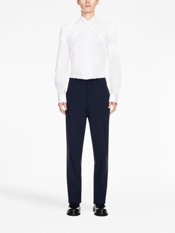 Pantaloni Slim Fit In Misto Lana