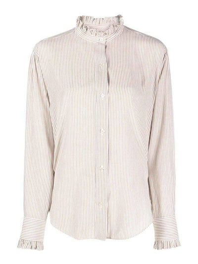 Camicia A Righe Saoli Con Colletto A Volant