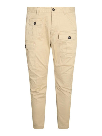 Pantaloni Cargo Beige In Misto Cotone