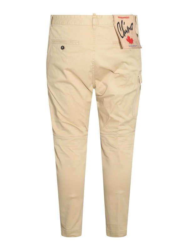 Pantaloni Cargo Beige In Misto Cotone