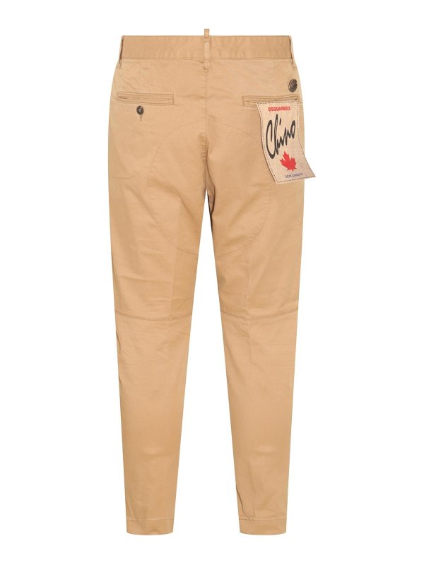 Pantaloni In Misto Cotone Marrone Chiaro