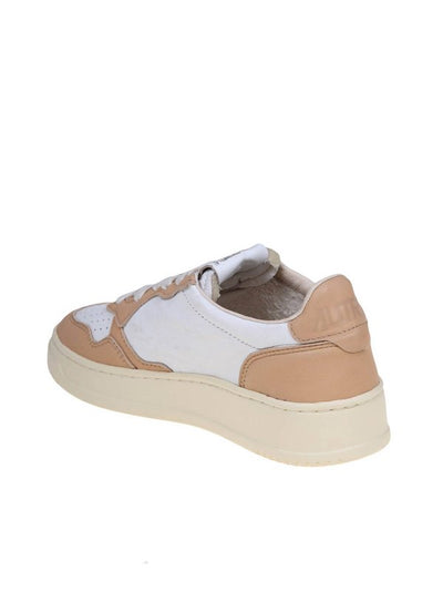 Sneakers In Pelle Colore Bianco E Caramello