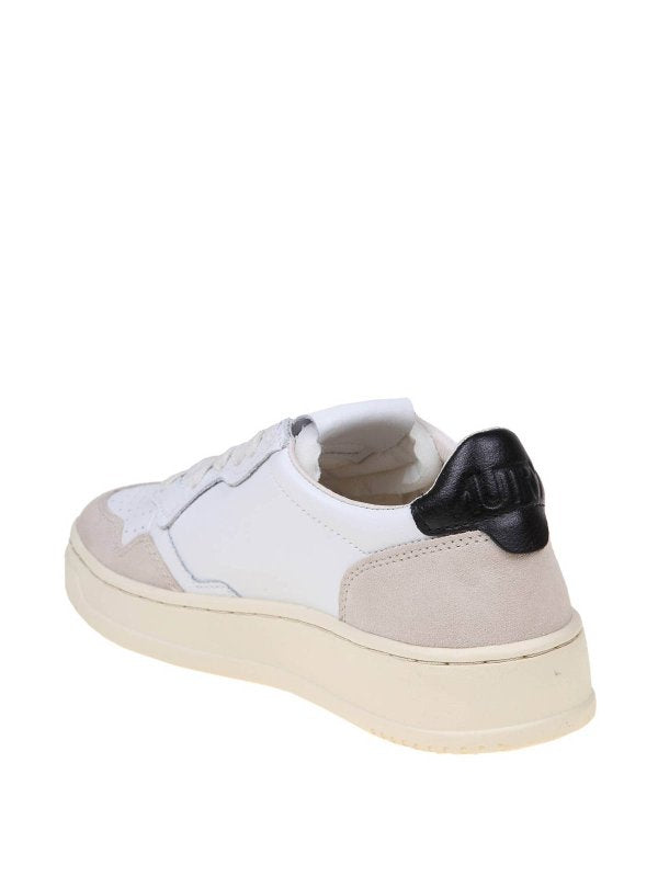 Sneakers In Pelle E Camoscio  Bianco E Nero