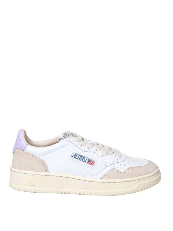 Sneakers In Pelle Colore Bianco E Lilla