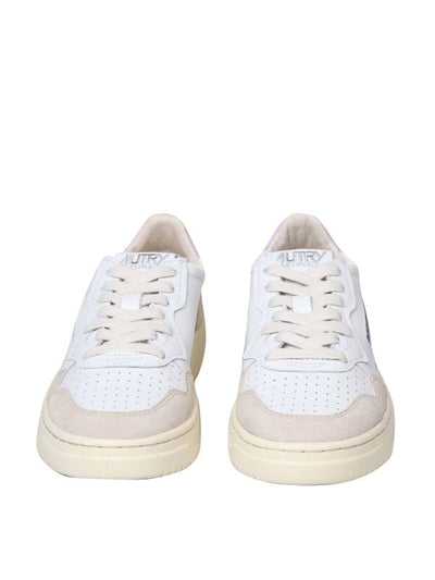 Sneakers In Pelle Colore Bianco E Lilla