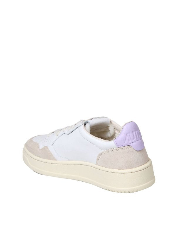 Sneakers In Pelle Colore Bianco E Lilla