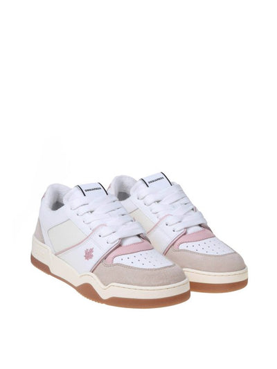 Sneakers In Pelle E Camoscio  Bianco E Rosa