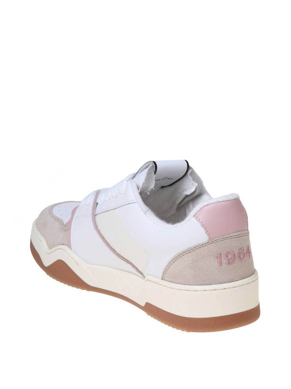 Sneakers In Pelle E Camoscio  Bianco E Rosa