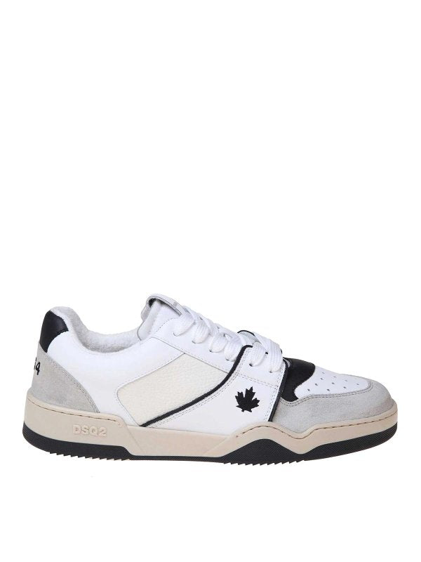 Sneakers In Pelle E Camoscio  Bianco E Nero