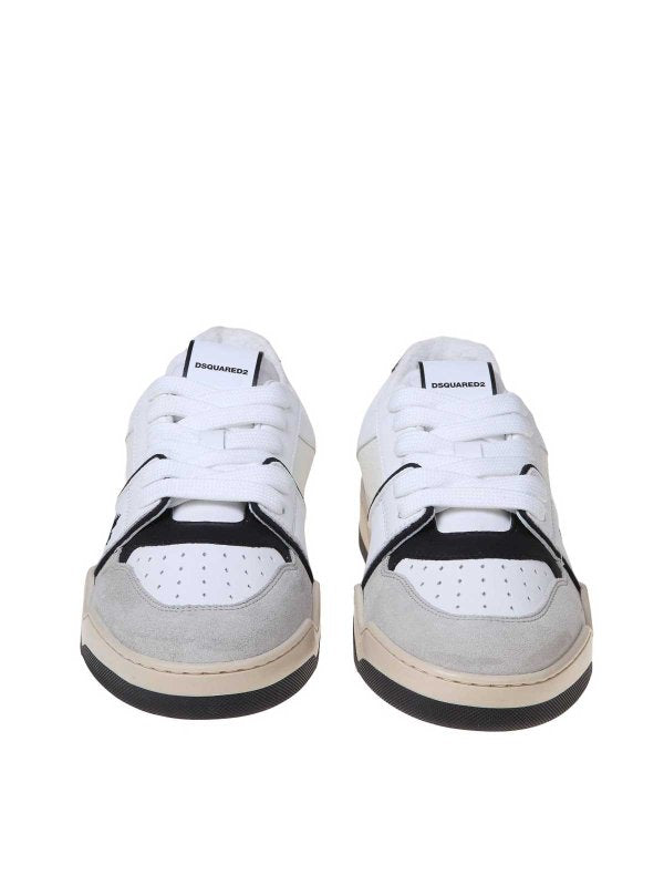 Sneakers In Pelle E Camoscio  Bianco E Nero