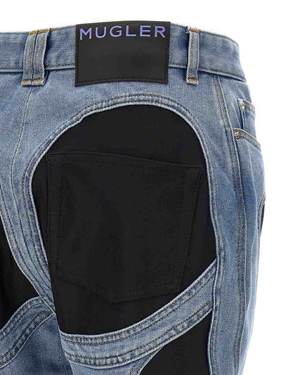 Jeans Bimateriale Con Zip