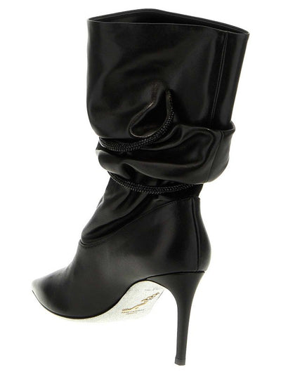 Rhinestone Nappa Ankle Boots