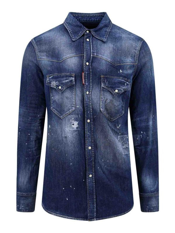 Camicia In Denim Con Effetto Sbiancato