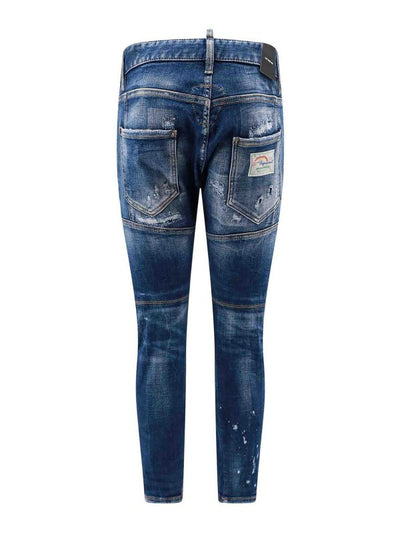 Tag Logo Multicolor Effetto Destroyed Jeans