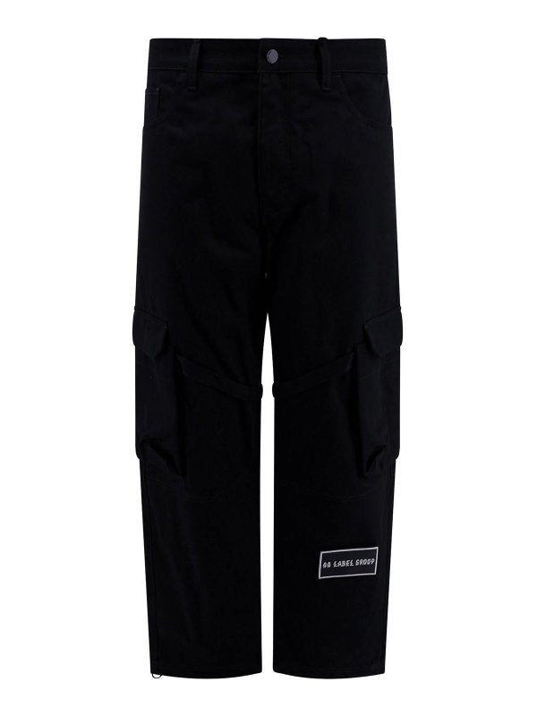 Pantaloni Cargo In Cotone Con Patch Logo