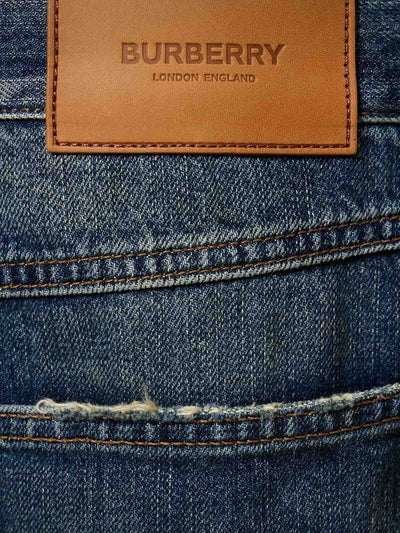 Jeans In Cotone Con Patch Logo In Pelle