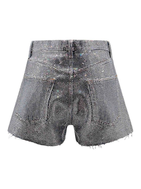 Shorts In Cotone Con Strass All Over