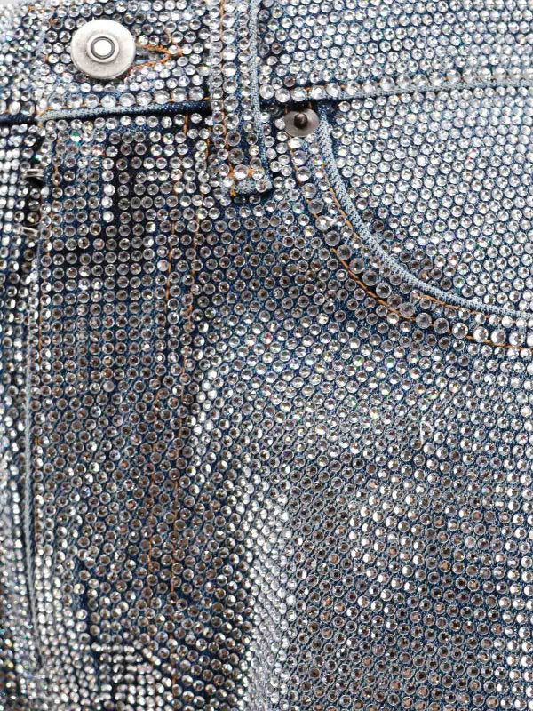 Shorts In Cotone Con Strass All Over