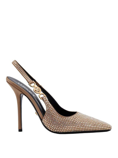 Slingback In Raso Con Strass All Over