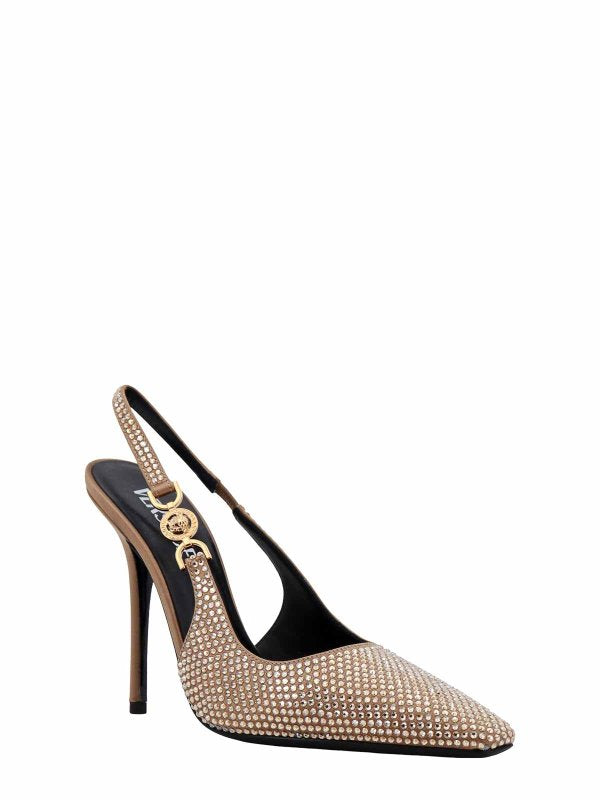 Slingback In Raso Con Strass All Over