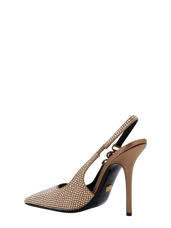 Slingback In Raso Con Strass All Over