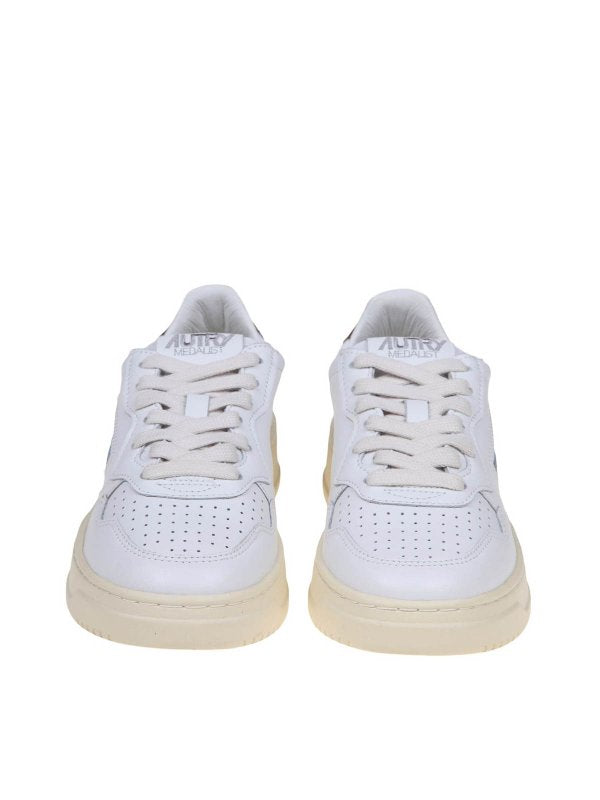 Sneakers In Pelle Colore Bianco E Bronzo