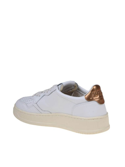 Sneakers In Pelle Colore Bianco E Bronzo