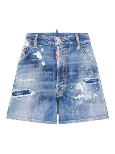 Shorts In Denim Effetto Invecchiato