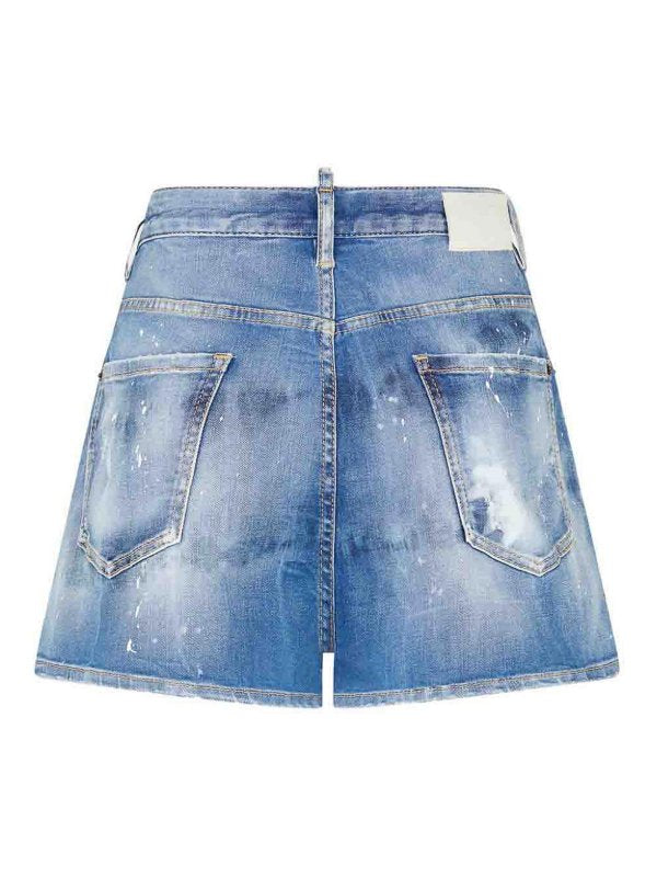 Shorts In Denim Effetto Invecchiato