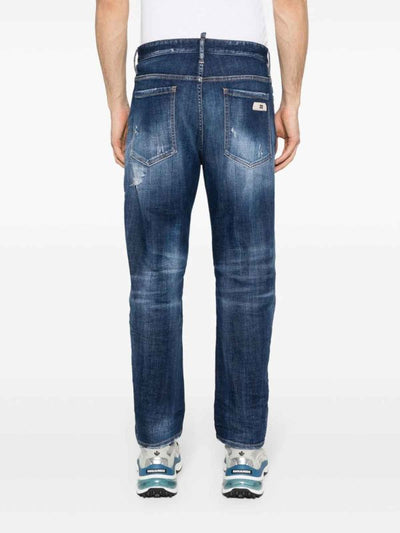 Jeans In Denim Lavato Effetto Invecchiato
