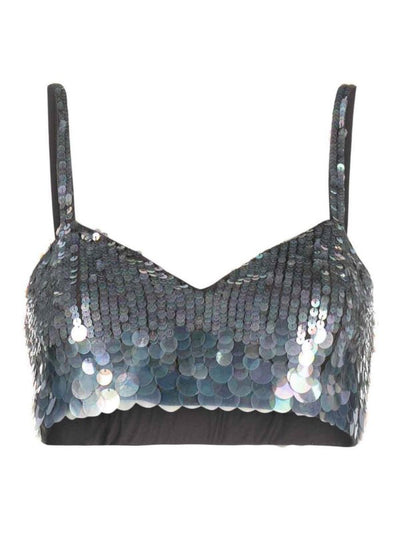 Top Corto In Paillettes Iridescenti