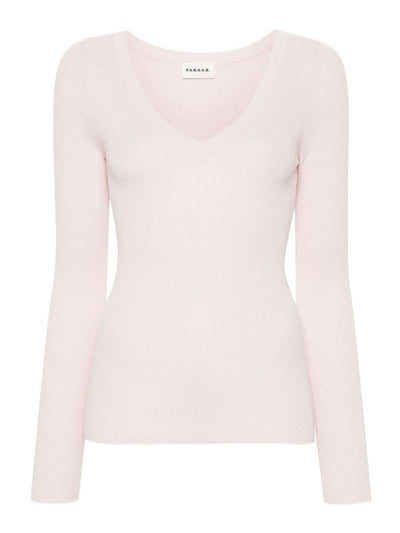 Top In Maglia A Costine Con Scollo A V