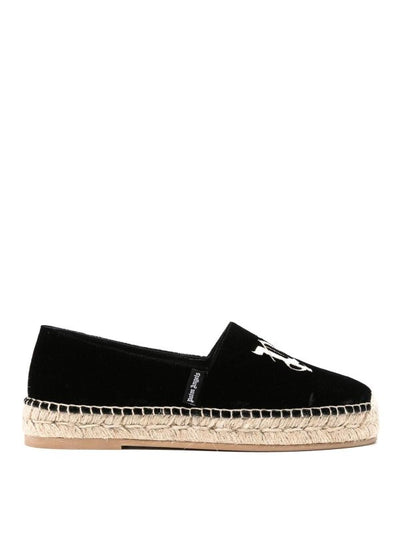 Espadrillas In Velluto Con Logo Ricamato