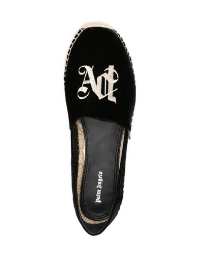 Espadrillas In Velluto Con Logo Ricamato