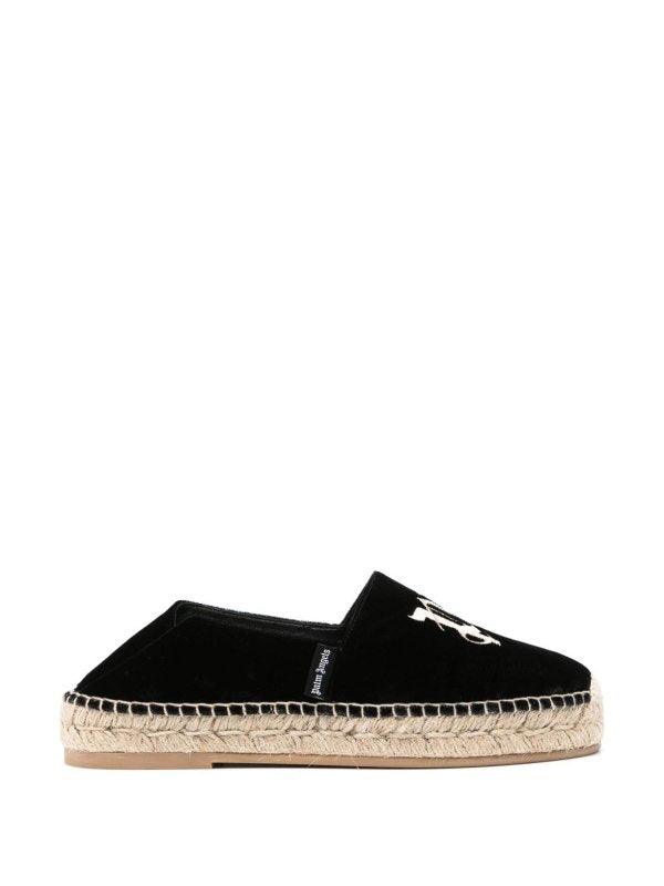 Espadrillas In Velluto Con Logo Ricamato