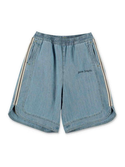 Shorts In Denim Di Cotone Azzurro