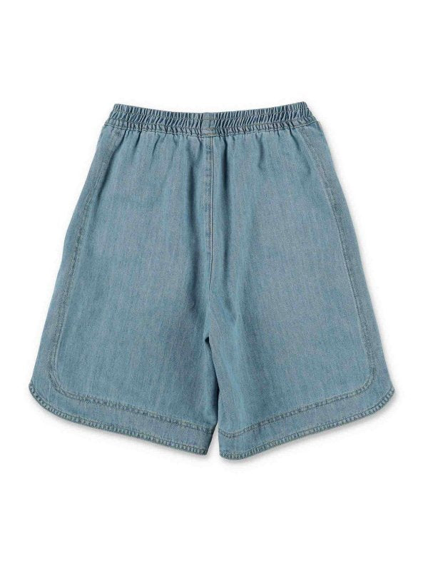 Shorts In Denim Di Cotone Azzurro