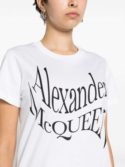 T-shirt Girocollo Con Stampa Logo Bianca