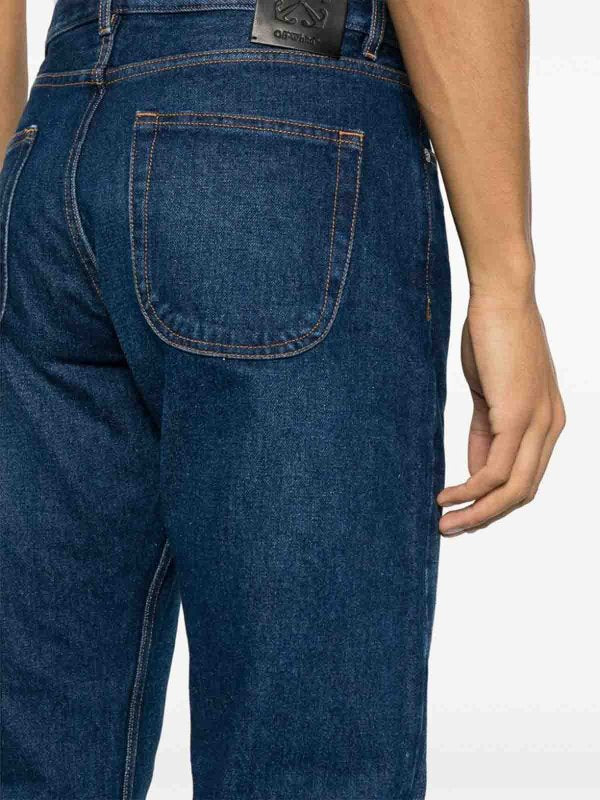 Pantaloni In Denim Blu Con Logo