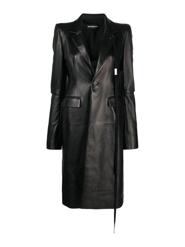 Cappotto Nero Con Revers Dentellati