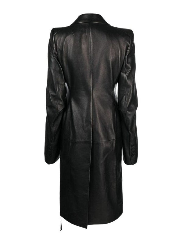 Cappotto Nero Con Revers Dentellati