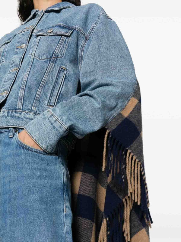 Giacca In Denim Con Pannello A Quadri