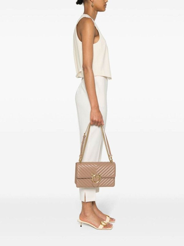 Borsa A Grana Liscia Beige