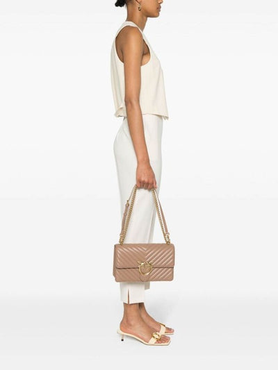 Borsa A Grana Liscia Beige