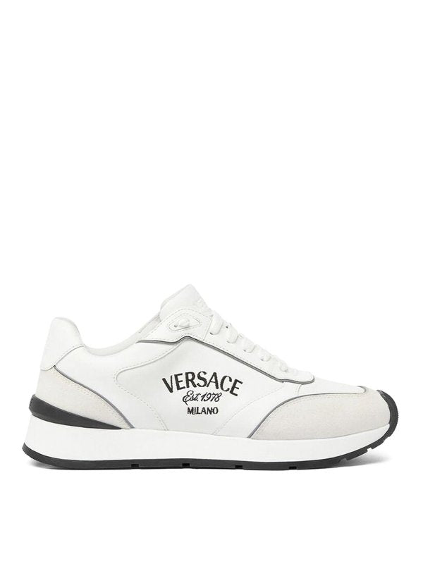 Sneakers Stringate Con Logo Bianco