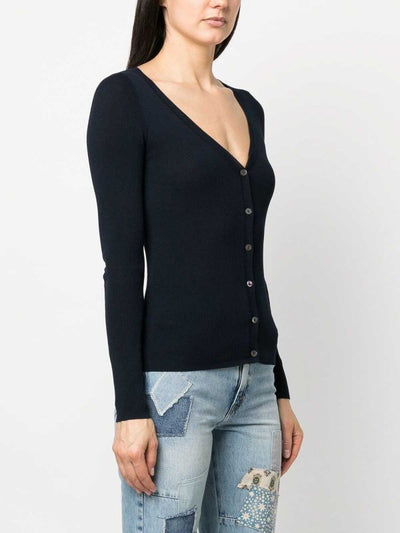 Cardigan Con Scollo A V In T-shirt A Costine