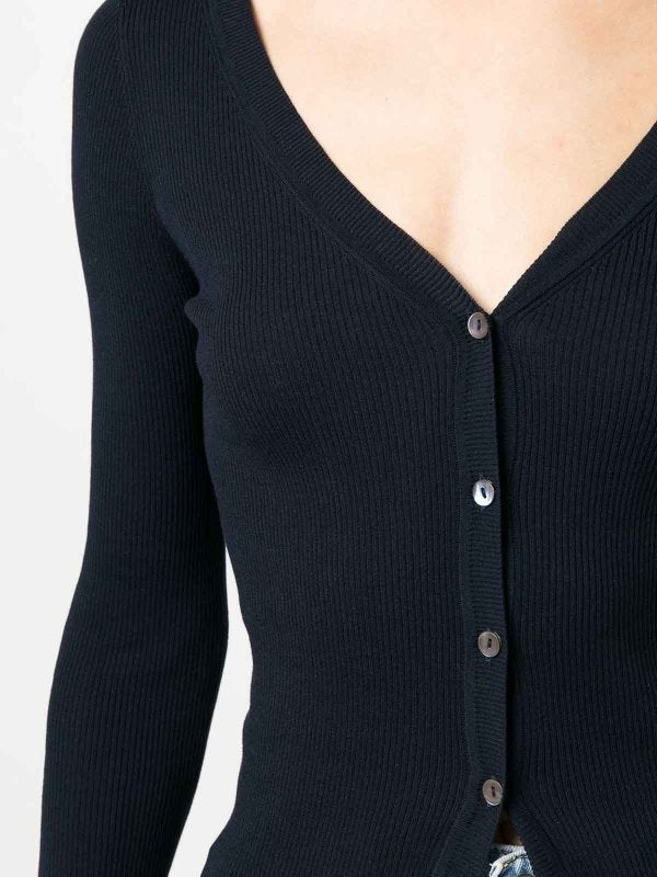 Cardigan Con Scollo A V In T-shirt A Costine